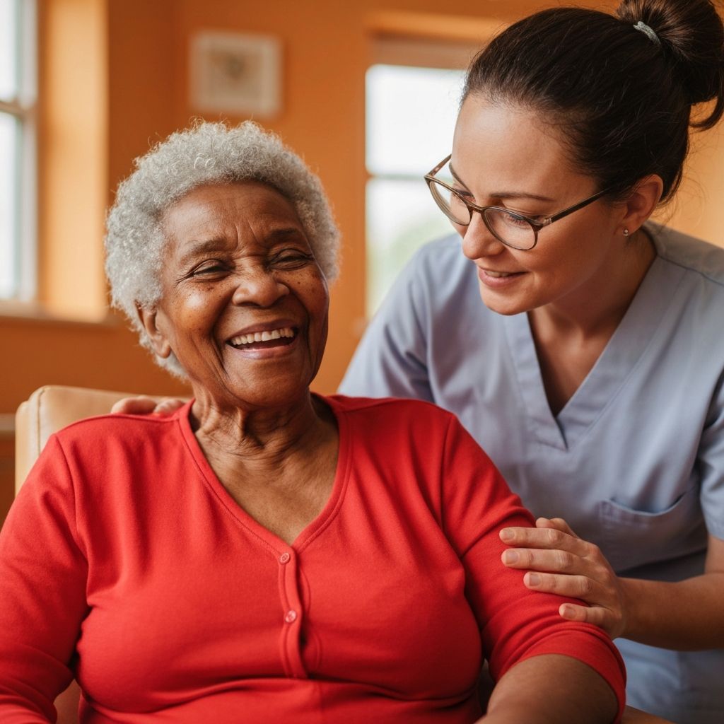 Caregiver and elderly resident